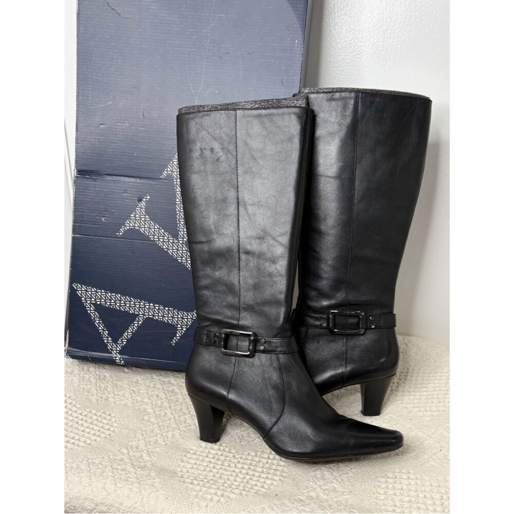 Anne Klein iflex Black Leather Grenti Boots - 8.5
